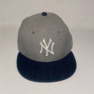 New York Yankees New Era Fitted Two-Tone Baseball Cap Denim Grey Blue Mens 7 1/4